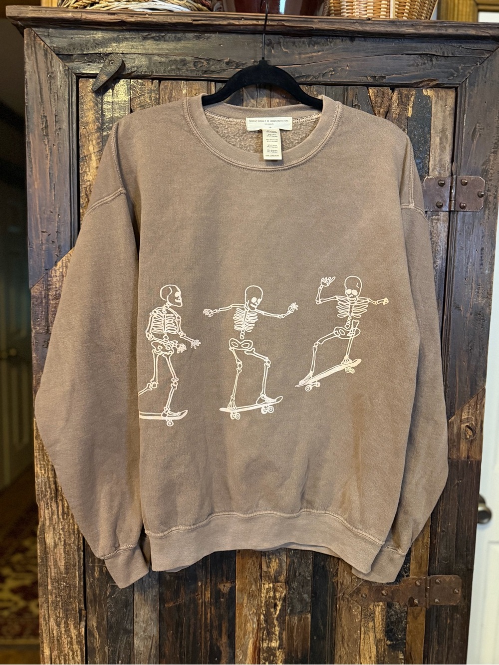 Project Social T Urban Outfitters Skeleton Skateboard Sweatshirt S/M grunge